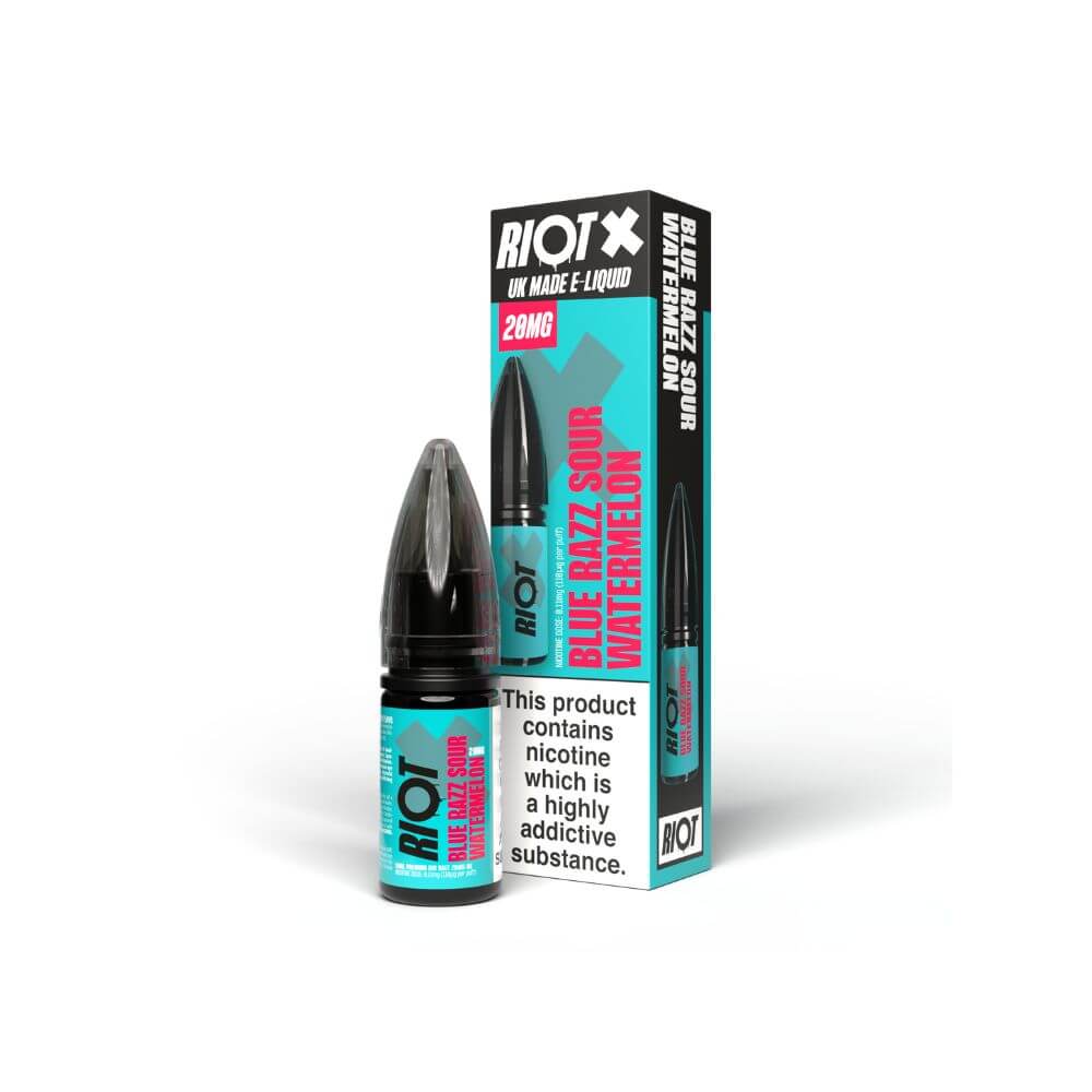 Blue Razz Sour Watermelon Nicotine Salt e-Liquid by Riot X | The Puffin Hut