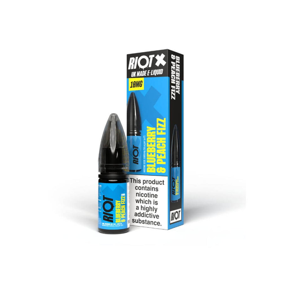 Blueberry & Peach Fizz Nicotine Salt e-Liquid by Riot X | The Puffin Hut