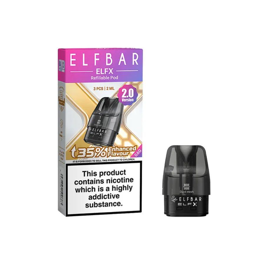 Elfbar ELFX V2 Replacement Pods 0.6ohm 3pack | The Puffin Hut
