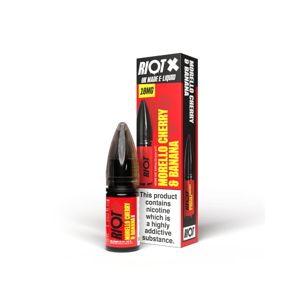 Morello Cherry & Banana Nicotine Salt e-Liquid by Riot X | The Puffin Hut