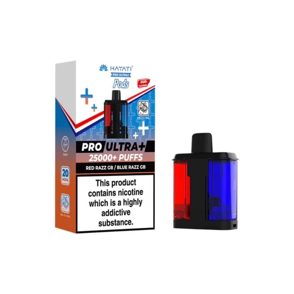 Hayati Pro Ultra+ Refill Pods - Red Razz GB + Blue Razz GB | The Puffin Hut