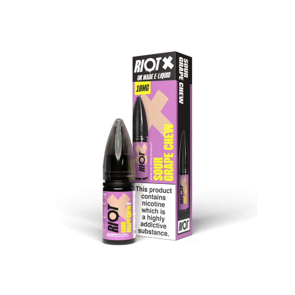 Sour Grape Chew Nicotine Salt e-Liquid by Riot X | The Puffin Hut