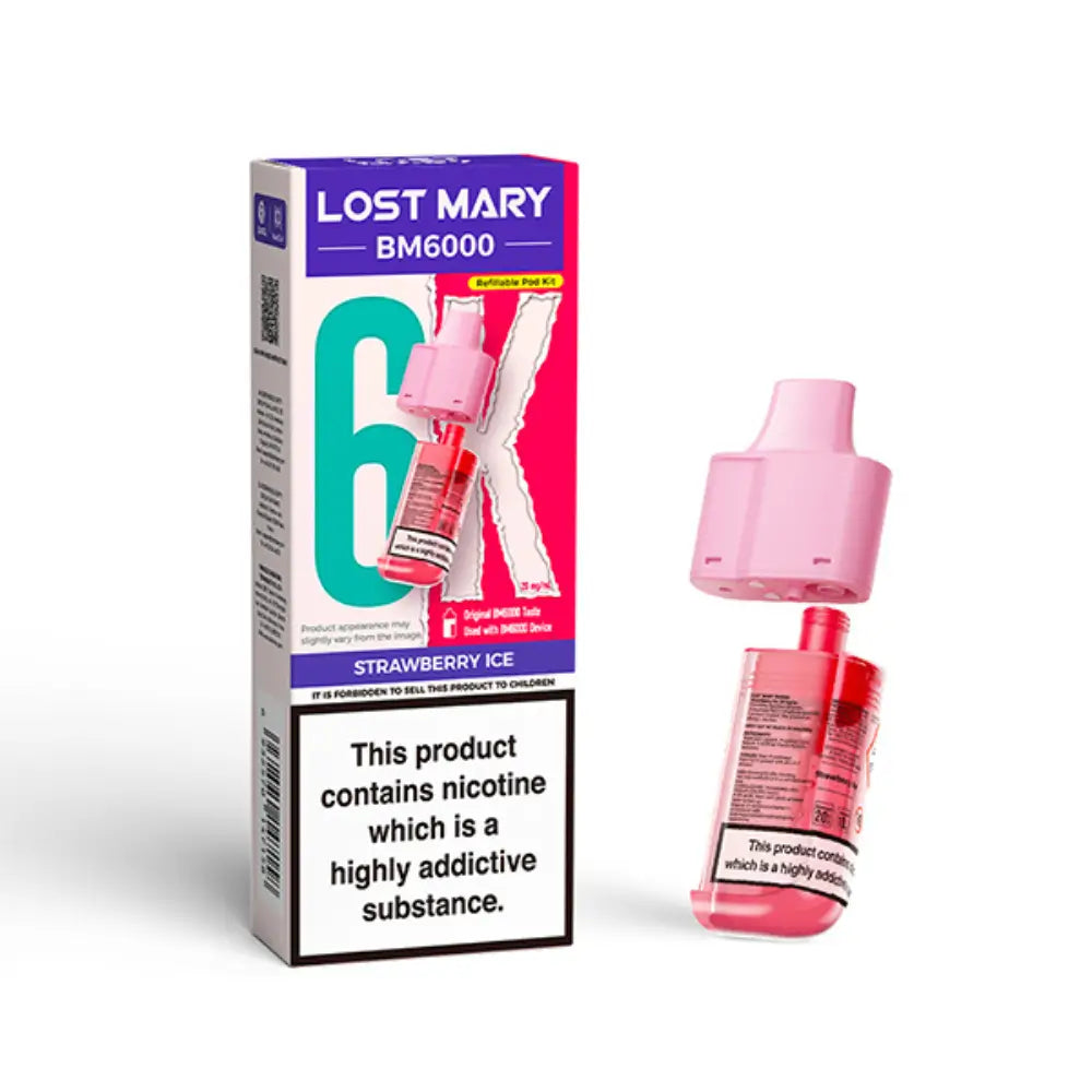 Strawberry Ice BM6000 Refill Pack by Lost Mary | The Puffin Hut