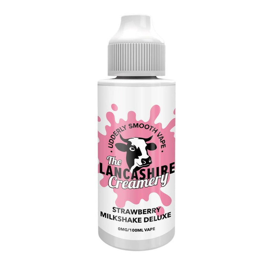 Strawberry Milkshake Deluxe 100ml Shortfill e-Liquid by The Lancashire Creamery | The Puffin Hut