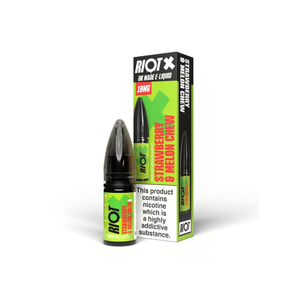 Strawberry Melon Chew Nicotine Salt e-Liquid by Riot X | The Puffin Hut