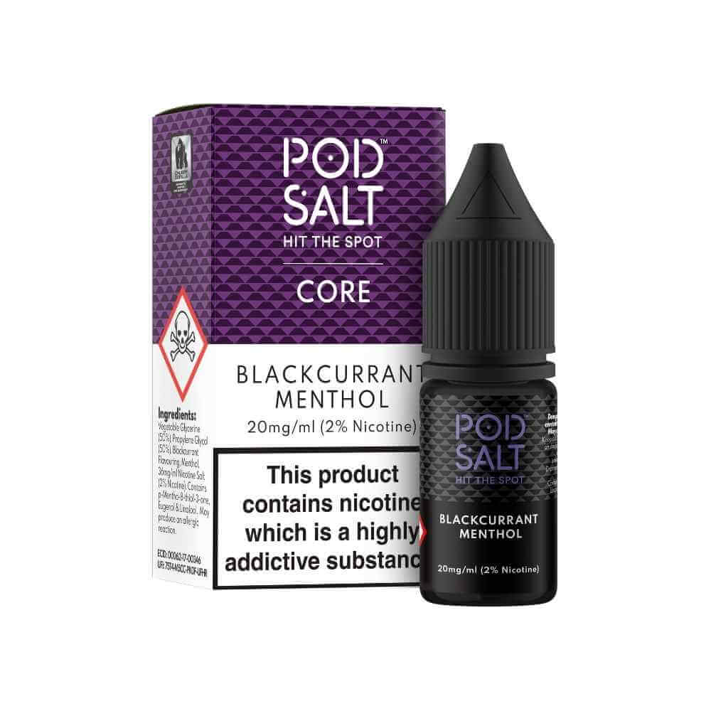 Blackcurrant Menthol Nic Salt e-Liquid by Pod Salt | The Puffin Hut