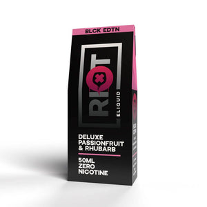 Black Edition Deluxe Passionfruit & Rhubarb 100ml Short Fill by Riot Squad | The Puffin Hut